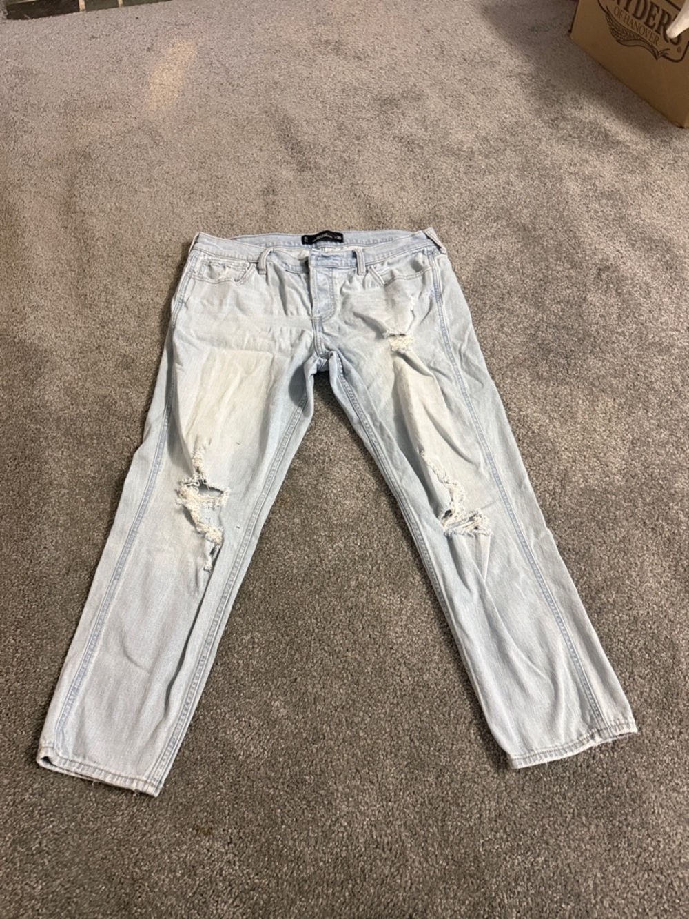 Hollister Light Blue Distressed Slim Straight Jeans
